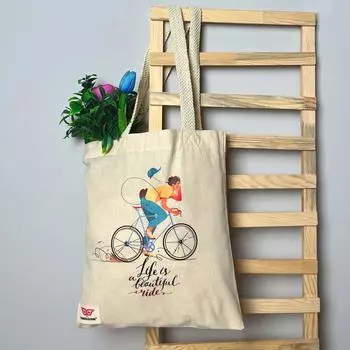 Холщовая сумка из необработанной ткани с принтом для езды на велосипеде, повседневная пляжная подарочная сумка для путешествий, женская льняная сумка-тоут