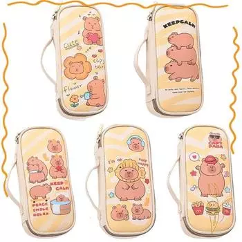 Холщовая сумка-карандаш Capibara, пеналы для карандашей, мультяшный чехол для ручки, забавная сумка-канцелярия Capybara для студентов Style 12