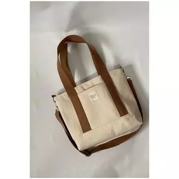 Холщовая сумка на молнии с цветным ремешком