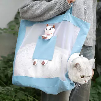 Холщовая сумка на плечо, переноска для домашних животных, для собак, кошек, против царапин, дышащая, мягкая, для улицы, маленькая синий