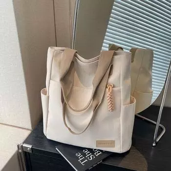 Холщовая сумка на плечо, повседневная сумка-тоут через плечо с книгой чёрный