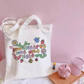 Холщовая сумка на плечо, женская большая сумка с мультяшным принтом и буквенным принтом, Холстовая сумка для покупок, экологически чистая многоразовая складная сумка с героями мультфильмов для девочек 24*26cm