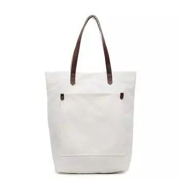 Холщовая сумка однотонная большой вместимости студенческая сумка женская сумка на плечо сумка под мышкой бежевый