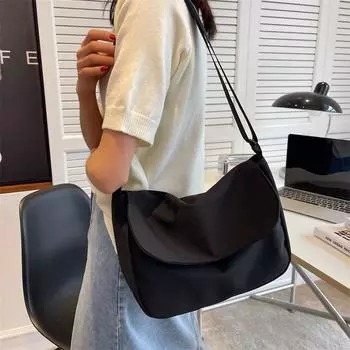 Холщовая сумка почтальона, женская сумка через плечо, простая сумка на плечо, тканевая сумка с клапаном, сумка большой вместимости one size хаки