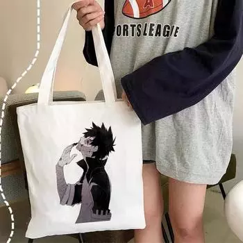 Холщовая сумка японского аниме Dabi My Hero Academy Harajuku, готическая сумка-шопер, большая вместительная женская сумка, винтажная сумка на плечо, сумка 24*26cm
