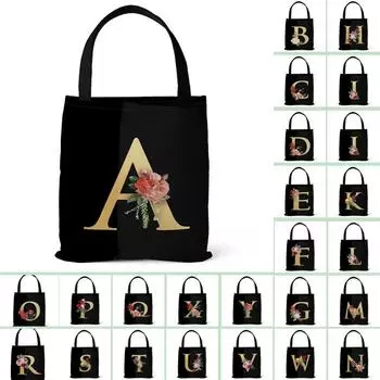 Холщовая сумка с 26 буквами и принтом, простая модная сумка, женская сумка с верхней ручкой, сумка через плечо