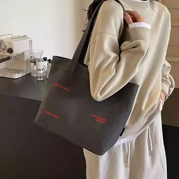 Холщовая сумка с буквенным принтом большой емкости, женская сумка через плечо, большая сумка хаки