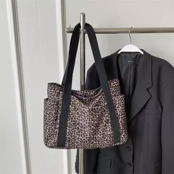 Холщовая сумка с леопардовым принтом для женщин с большой вместимостью, новая повседневная летняя универсальная сумка на одно плечо для поездок в колледж
