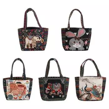 Холщовая сумка с животными, сумка с павлином, повседневная женская сумка на плечо, косметичка