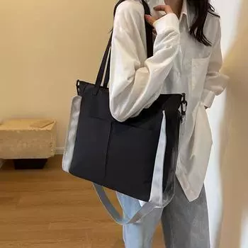 Холщовая сумка Студенческая сумка на плечо женская большая вместительная сумка синий