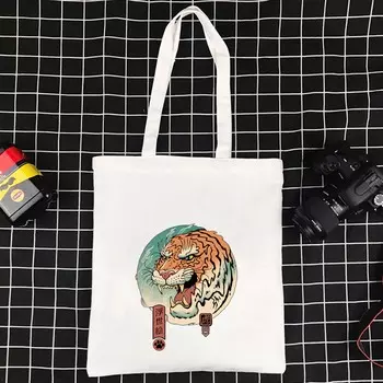 Холщовая сумка для супермаркета, сумка на плечо, складная эко-сумка, сумка для покупок в стиле Харадзюку, японская школьная дорожная женская сумка с котом 24*26cm