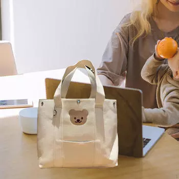 Холщовая сумка-тоут для женщин, подарок на День святого Валентина, большая вместимость, легкий мультфильм белый