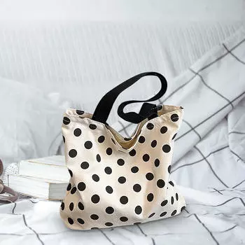 Холщовая сумка-тоут для женщин Повседневная портативная женская вечеринка подарок на день рождения пляж Coffee Polka Dots