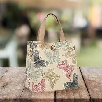 Холщовая сумка-тоут, модная, симпатичная, сумка для обеда, для кемпинга, путешествий на открытом воздухе Butterfly