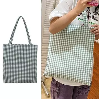 Холщовая сумка-тоут, повседневная сумка-шоппер, большая вместительная сумка через плечо для женщин, модные сумки-хобо, клетчатая сумка-тоут синий