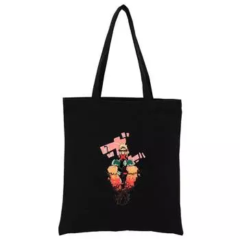 Холщовая сумка-тоут с принтом Бакуго, черные сумки в стиле Харадзюку, повседневная сумка-тоут для женщин и девочек, эко-шоппер, сумки на плечо 24*26cm