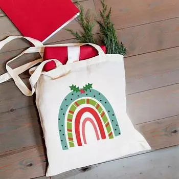 Холщовая сумка-тоут с Рождеством для женщин, повседневная модная сумка на плечо, большая вместительная сумка с графическим принтом, рождественский подарок 24*26cm