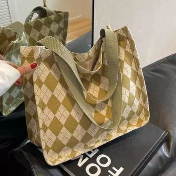 Холщовая сумка-тоут женская весенне-летняя модная сумка-шоппер с бриллиантами для студентов колледжа сумка на плечо