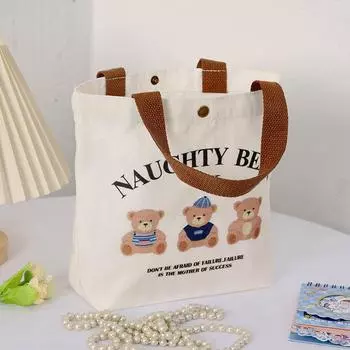 Холщовая сумка Три медвежонка Простая и милая сумка для рук Ручная переноска Прогулочная подарочная сумка Сумка для хранения Медведь Three Bears