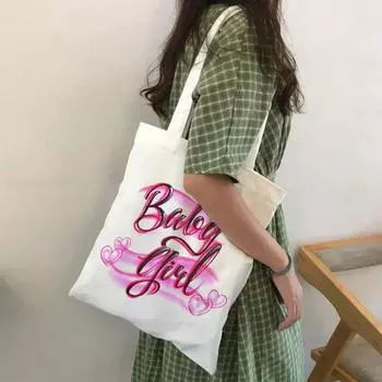 Холщовая сумка в стиле японского аниме y2k, повседневная сумка в стиле Харадзюку в стиле хип-хоп, женская сумка на плечо в стиле панк, женская сумка, винтажные сумки-шоппер с буквами 24*26cm