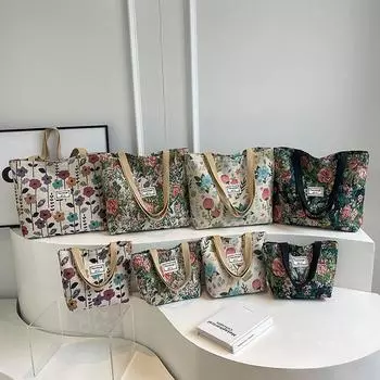 Холщовая сумка женская 2024 новая вместительная портативная сумка через плечо нишевый дизайн sense work commuter tote bag