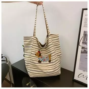 Холщовая сумка женская большая вместимость 2024 новая осенне-зимняя повседневная универсальная сумка через плечо сумка для шоппинга сумка-тоут для поездок на работу бежевый