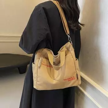 Холщовая сумка женская большая вместимость 2024 новая сумка через плечо студенческая сумка-тоут портативная сумка-мессенджер прилив