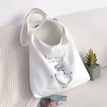 Холщовая сумка женская большая вместимость сумка через плечо Art уличная девушка студентка косметичка Холщовая сумка