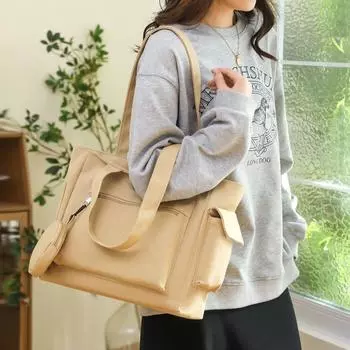 Холщовая сумка женская большая вместительная школьная сумка-тоут чёрный