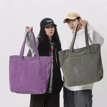 Холщовая сумка женская большая вместительная сумка мужская сумка на плечо сплошная цветная сумка белый