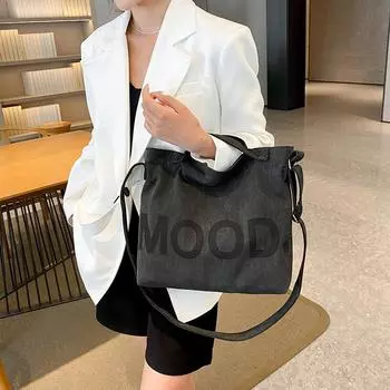 Холщовая сумка женская большая вместительная сумка-мессенджер в корейском стиле, студенческая портативная сумка, легкая сумка через плечо с буквенным принтом зелёный