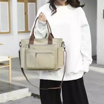 Холщовая сумка женская большая вместительная сумка через плечо портативная большая сумка коричневый