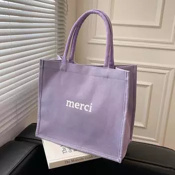 Холщовая сумка женская большая вместительная сумка простая студенческая сумка через плечо Tide белый