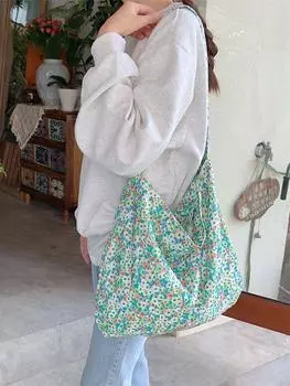 Холщовая сумка женская наплечная сумка маленькая цветочная студенческая сумка для занятий в колледже сумка большая вместимость сумка-мессенджер
