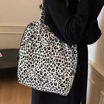Холщовая сумка женская новая мода модная сумка с леопардовым принтом большая вместимость сумка через плечо для поездок на работу