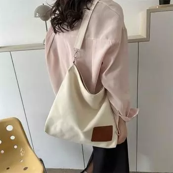 Холщовая сумка женская новая повседневная сумка через плечо студенческая большая вместительная переносная сумка для покупок сумка-тоут сумка для поездок на работу сумка-мессенджер белый