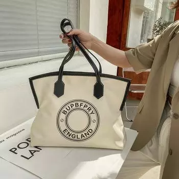 Холщовая сумка женская новая сумка через плечо большая вместительная нейлоновая сумка-тоут двойная сумка через плечо чёрный