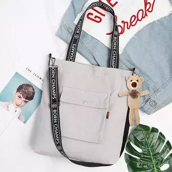 Холщовая сумка женская простая литературная сумка модная сумка модная сумка через плечо с принтом серый