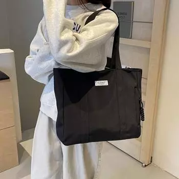 Холщовая сумка Женская сумка через плечо большой вместимости Пригородная большая сумка чёрный