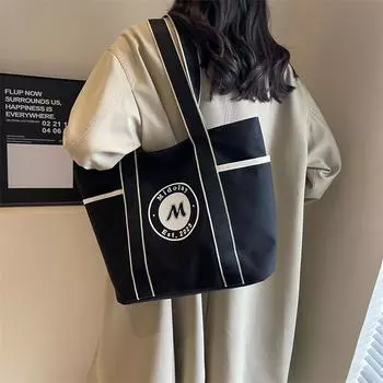 Холщовая сумка Женская сумка через плечо Большая вместительная сумка бежевый