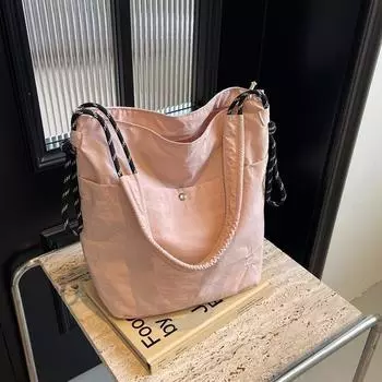 Холщовая сумка Женская сумка через плечо большой вместимости Сумка для покупок Пригородная сумка через плечо чёрный