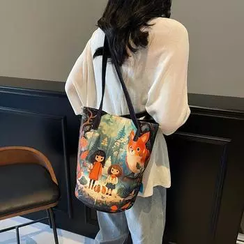Холщовая сумка женская сумка через плечо модная иллюстрация дизайн женская сумка печать офисные работники личность тренд сумка через плечо для поездок на работу