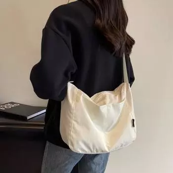 Холщовая сумка Женская сумка через плечо с широким ремнем через плечо чёрный