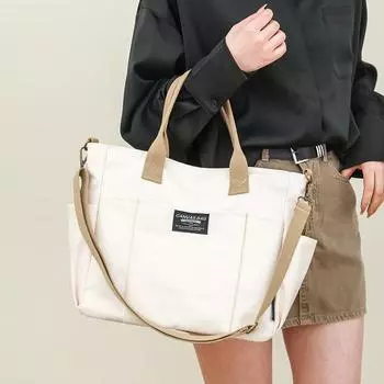 Холщовая сумка Женская сумка через плечо с несколькими карманами Сумка чёрный