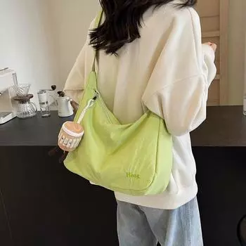 Холщовая сумка Женская сумка через плечо Сумка для студентов Студенческая сумка зелёный