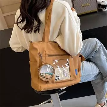 Холщовая сумка Женская сумка через плечо Сумка через плечо Классная большая сумка-тоут бежевый