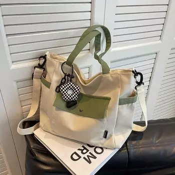 Холщовая сумка Женская сумка через плечо Тканевая сумка Большая сумка через плечо чёрный