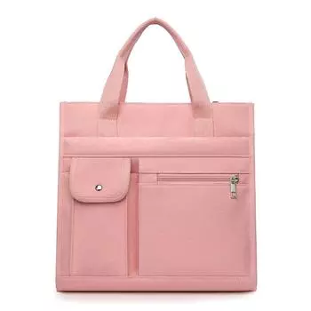 Холщовая сумка Женская сумочка Большая вместимость Для поездок на работу Многокарманная Наплечная сумка розовый