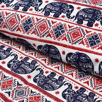 Холщовая ткань с рисунком слона 115 x 200 см, хлопковая ручная работа, азиатская этническая ткань [Nanairokan] прибл.. (военно-морской флот)