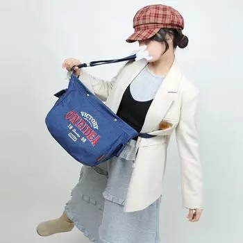 Холщовая женская сумка Advanced Sense с трехмерной вышивкой, синяя джинсовая сумка, большая вместимость, сумка через плечо синий